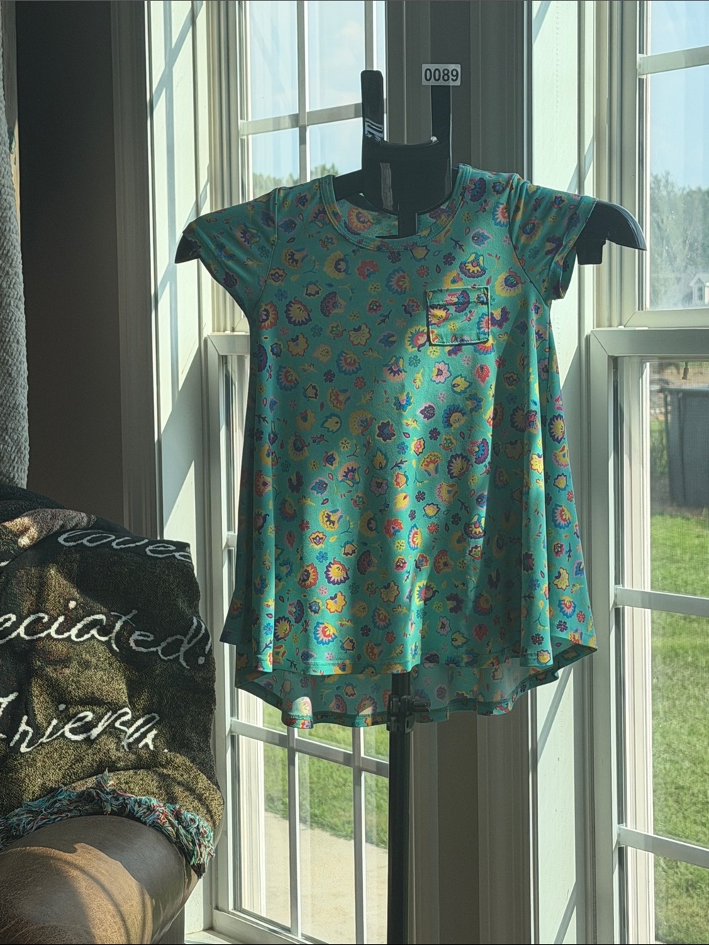 LuLaRoe Teal Floral Pocket Tunic for Girls